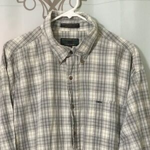 Alexander Julian Colours Beige Cotton Plaid Long Sleeve Button Shirt Mens 2XL